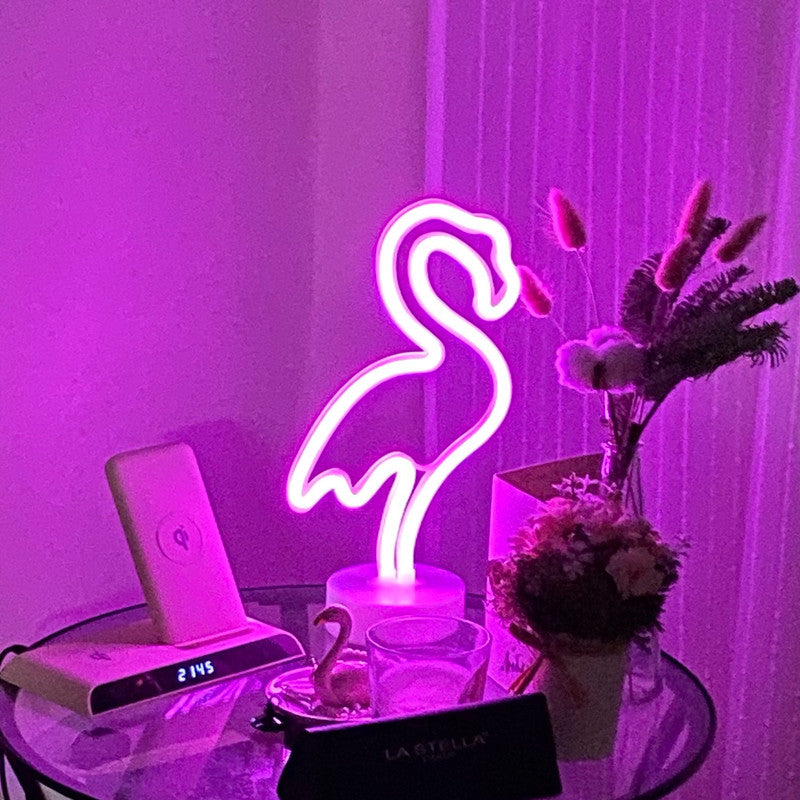 LED Neon Sign Desk Lights & Flamingo Night Light