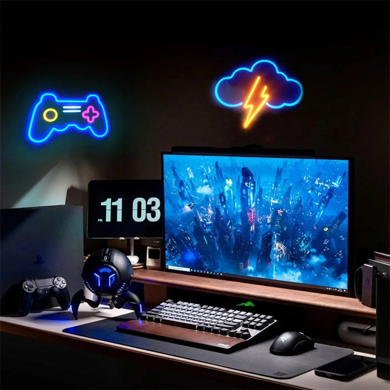 LED Neon Sign Planet & Clouds Night Light