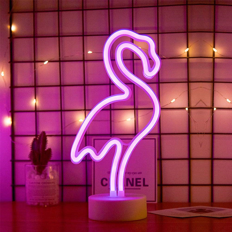 LED Neon Sign Desk Lights & Flamingo Night Light