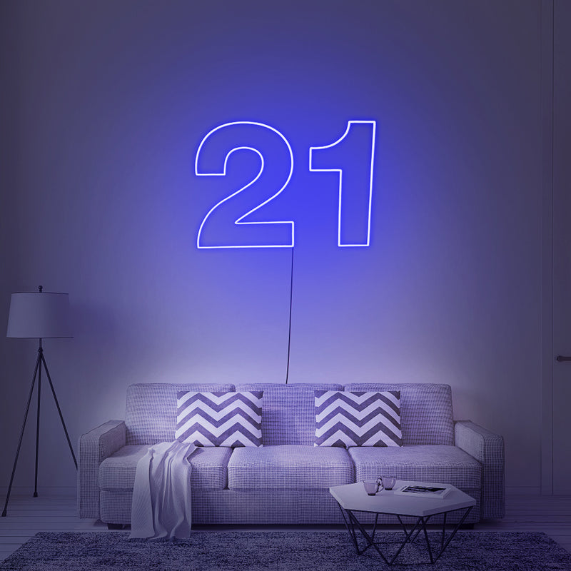 number 21 neon sign