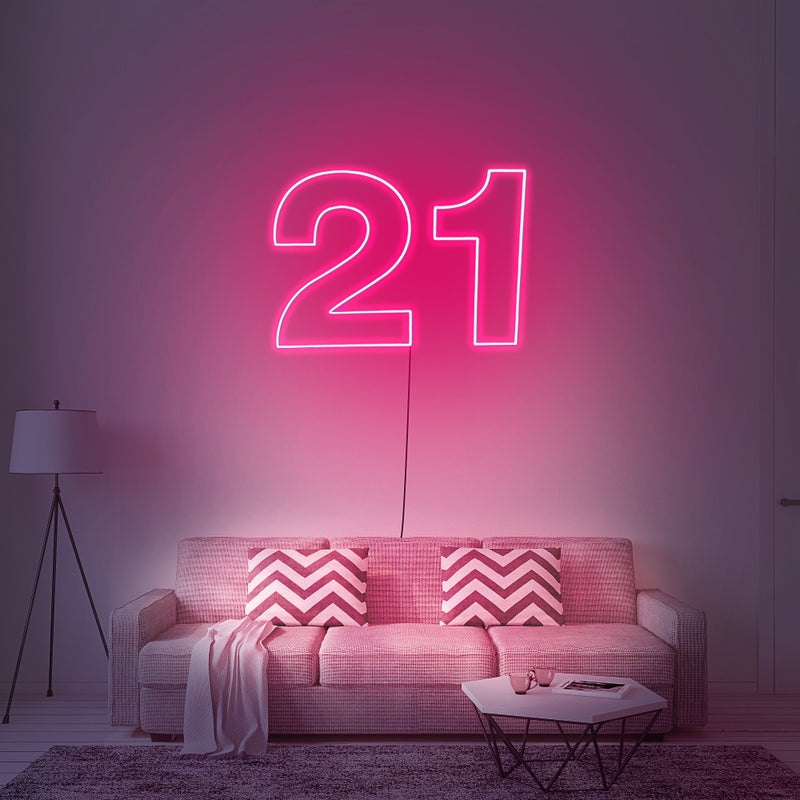number 21 neon sign